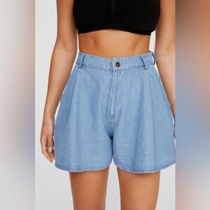 NWT Nasty Gal High Waisted Chambray Flippy Hem Shorts